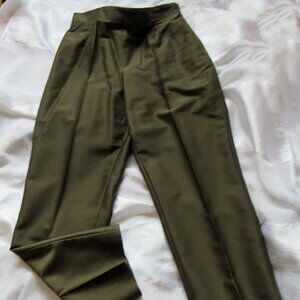 MONDI Wool(76%) Silk(24%) Pants Trousers size 38IT( US S), side zip, dark olive,